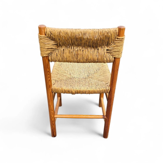 2 x pine wood woven reed dining chairs / France 1950s (photo 15 of 40)
