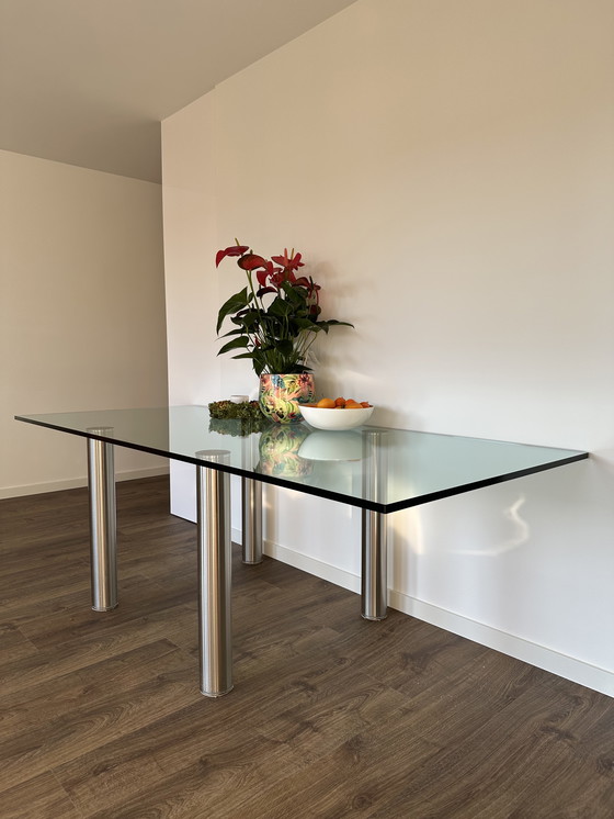 Image 1 of Vintage Minimalist Glass Table With Floating Effect