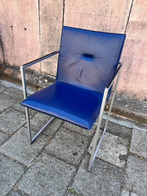 Image 1 of 8 sillas de comedor Arco Frame / Cuero azul / Burkhard Vogtherr