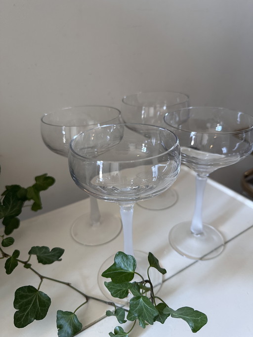 Set van 4 kristallen coupe champagne glazen