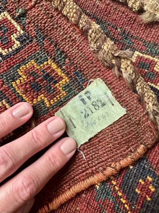 Tappeto orientale vintage, Lana tessuta a mano, Anni '50-'60, Decorazioni murali, Marrone (foto 2 di 7)