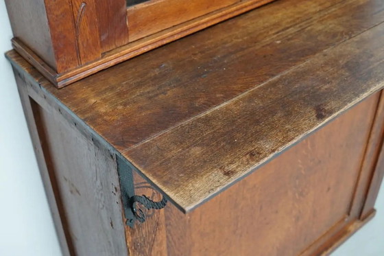 Image 1 of Coppia di vetrine/armadietti da farmacia antichi in rovere olandese in stile Art Nouveau, ca. 1904