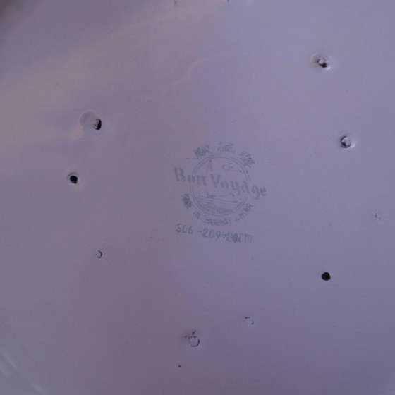 7 bedruckte florale Emaille-Teller "bon voyage" Made in China – Geschirr, Vintage (photo 11 of 12)