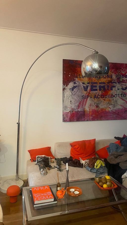 Lampada ad arco Mid-century - base in marmo (vlos arco lamp)