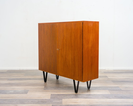 Image 1 of Teak highboard with fluted doors, 60s