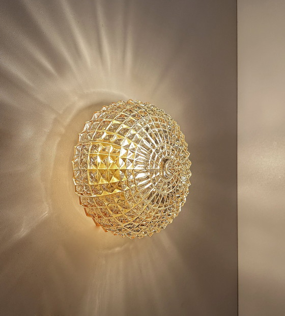 Image 1 of 2X Mid Century Glass Wall Lights