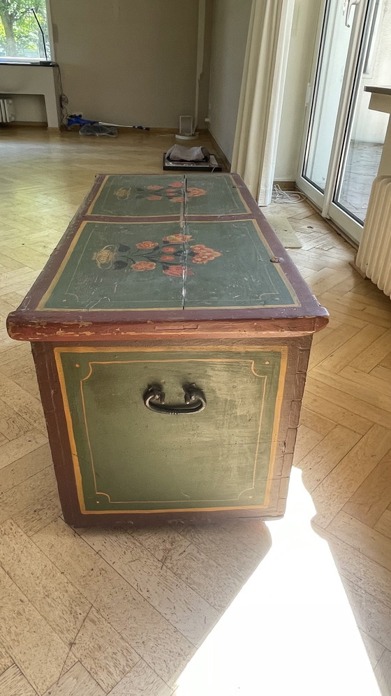 Image 1 of Cassapanca antica dipinta a mano