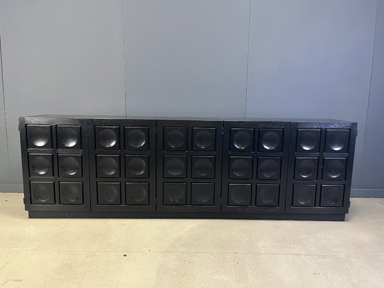 Image 1 of Vintage black brutalist credenza, 1970s