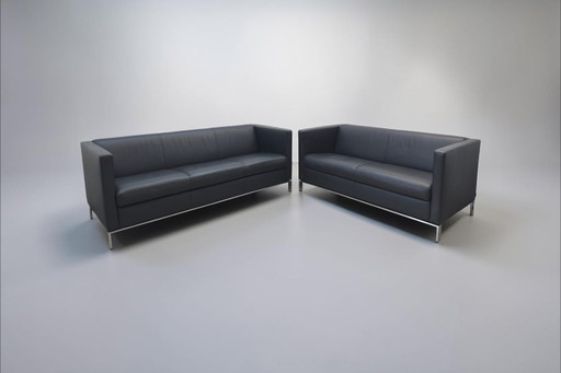 Walter Knoll Foster Set Schwarz Designersofa Ledersofa Couch 
