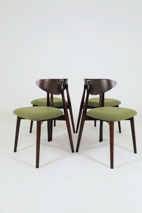 Image 1 of Sillas de comedor escandinavas de bouclé verde, juego de 6