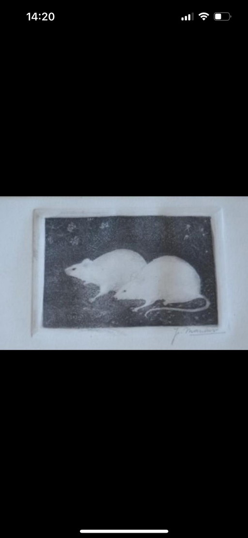 Jan Mankes 1889-1920 / Original-Radierung 2 Mäuse