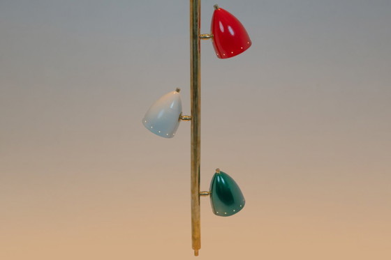 Image 1 of Lampada a sospensione tubolare in ottone patinato e laccato. Contemporaneo