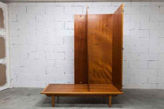 Image 1 of 1970s Scandinavian wardrobe with hanging space, shelf, mirror, 21x126cm, 2 doors