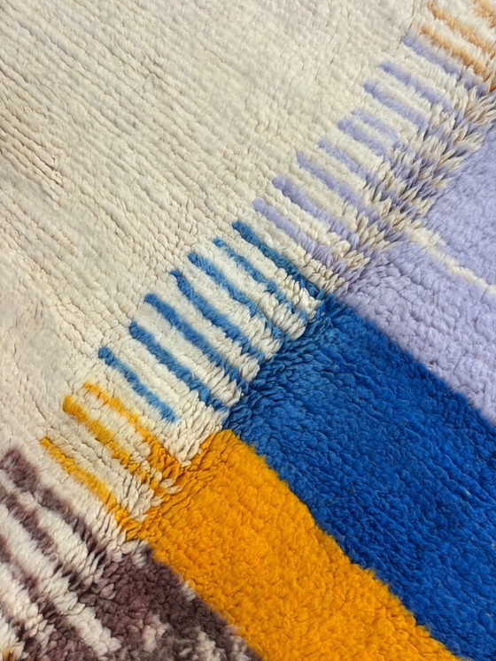 Image 1 of Berber Colorful Moroccan Beni Ourain Wool Rug 160x250 cm - Berber Moroccan Rug - Handmade Boho Floor Carpet with Bold Multicolor