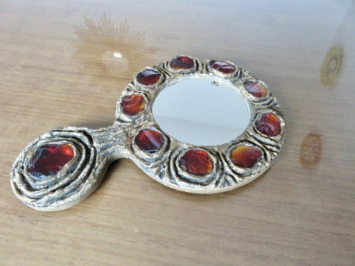 Espejo de Murano, Italia, Creaciones Gobesso, cristal de Murano y resina dorada, circa 1960