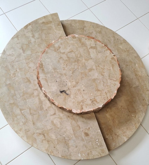 Vintage Design Coffee Table – Mactan / Fossil Stone (1980s) – salontafels, Marble (photo 2 of 5)