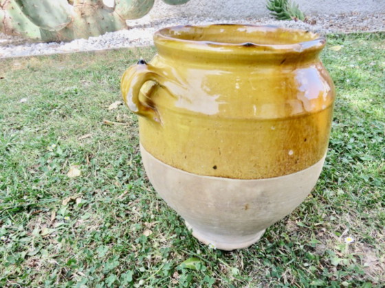 Image 1 of Glazed terracotta oil jar/confectionery pot, southwest France, late 19th century