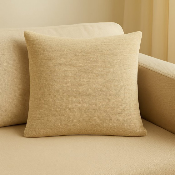 Image 1 of Handmade Beige Wool Cushion Cover 40x40 cm - Egyptian Design - With Zipper - Without Inner Cushion