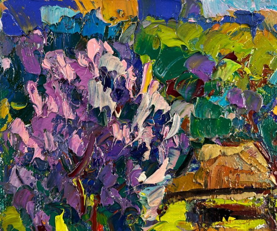 Image 1 of Original Oil Painting Summer Village Landscape Earth awakens to new life