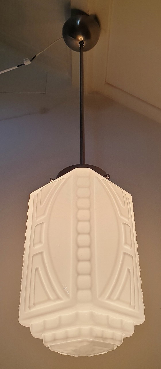 Image 1 of Art Deco hanglamp opaline glas 