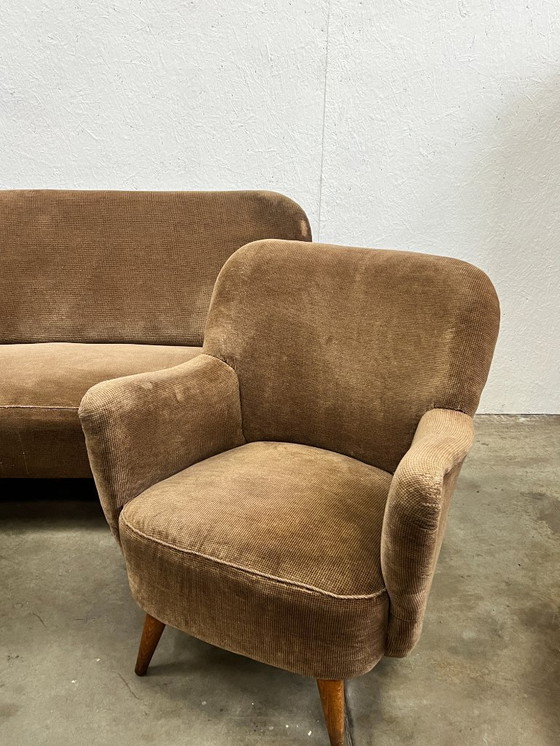 Image 1 of Ensemble vintage/milieu du siècle composé d'un canapé et de deux fauteuils, années 1970