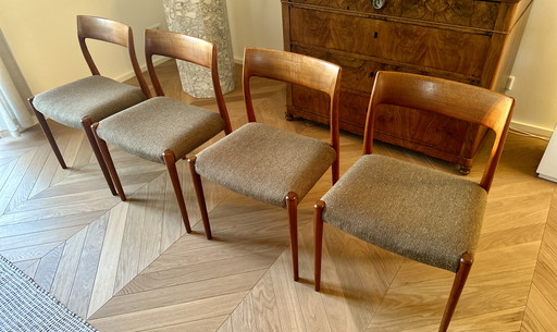 4X chaises en teck, chaises Mid Century du Danemark