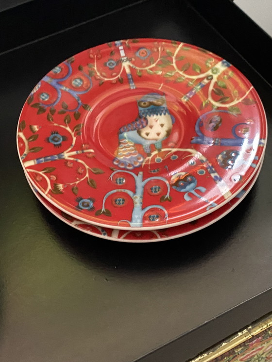 Image 1 of 2 tasses à expresso et soucoupes hibou Iittala Taila rouges