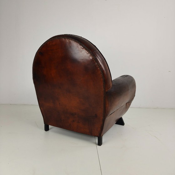 Image 1 of Poltrona da club per gentiluomini in stile Art Déco in pelle