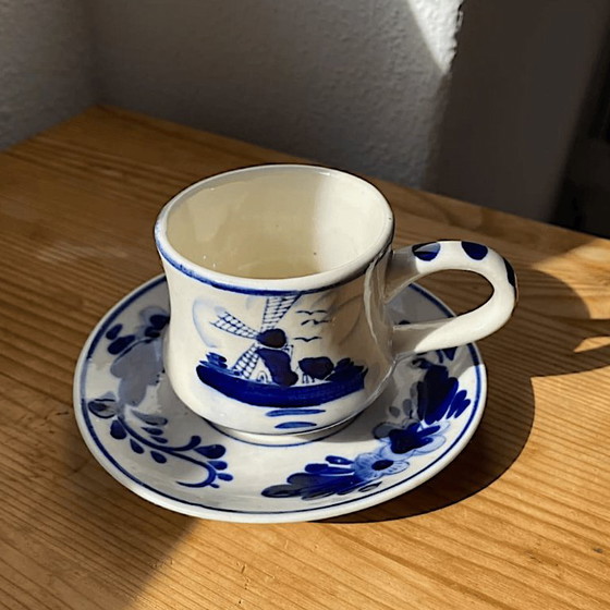 Tazzina e Piattino da Caffè Espresso con Mulino Blu di Delft Olandese Dipinti a Mano – Delft Blue (photo 5 of 9)