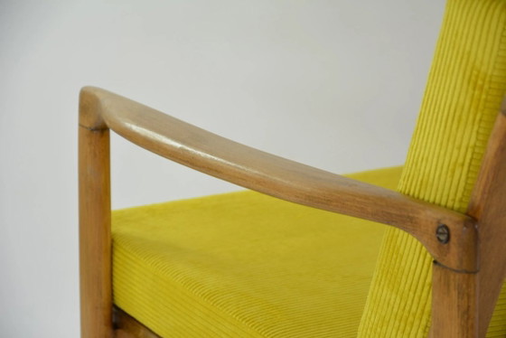 Image 1 of Fluorescerend gele corduroy futon fauteuil