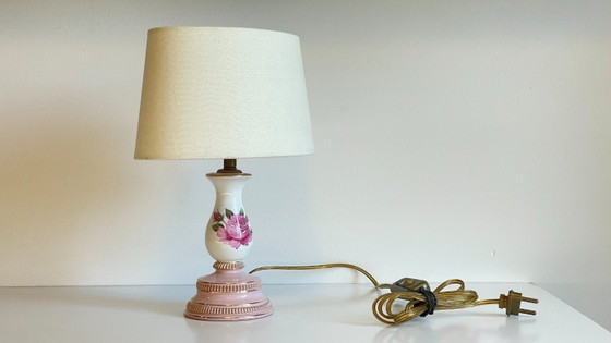 Image 1 of Ceramic Lamp, Italy, Roses and Gold