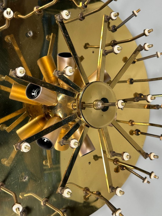 Image 1 of Lampada da soffitto Plafoniere anni '60-'70 Ernst Palme in ottone e vetro Germania