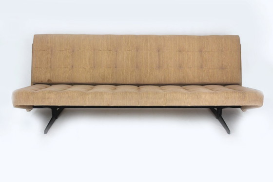 Poltrone Vintage Space Age Cecoslovacche, anni '70, Set di 4, Zona salotto, Tessile, Metallo, Beige (foto 10 di 13)