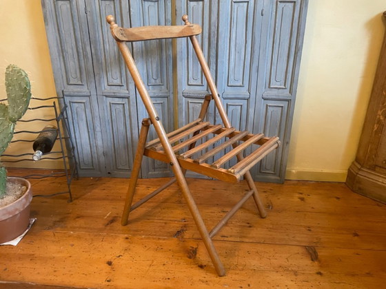 Image 1 of Straordinaria sedia pieghevole in faggio francese antico