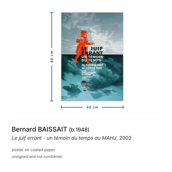 Bernard Baissait Poster Der ewige Jude – Ein Zeuge der Zeit auf der MAHJ 2002 – Paper (photo 3 of 5)