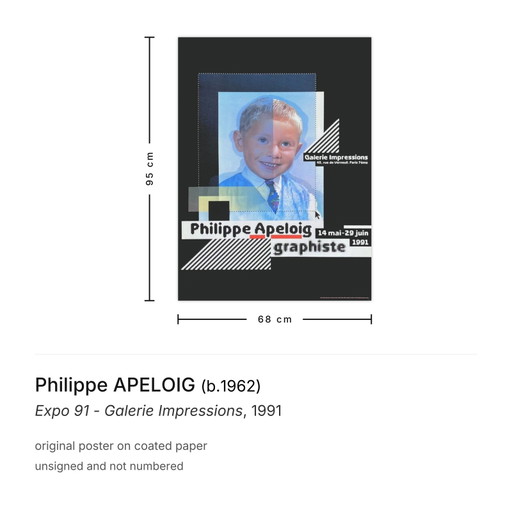 Philippe APELOIG Expo 91 - Galerie Impressions Poster 1991