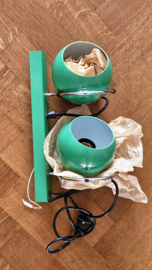 Lámpara de pared doble Gepo Space Ace estilo vintage retro, color verde – Nueva en caja – wandlampen, Chrome, Metal