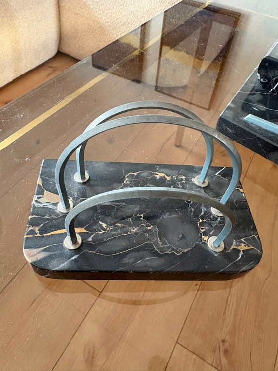 Set da scrivania Art Déco Portoro in marmo e bronzo con elefante (anni '20) – Oggetti decorativi, Bronze (photo 3 of 14)