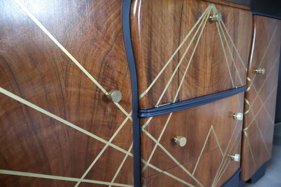 Image 1 of Mobile bar Art Déco vintage, restaurato con cura, antracite e noce