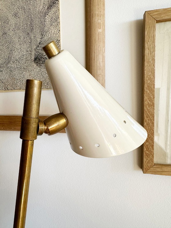 Image 1 of Page 1 of 14 Italian three-headed brass lamp, 1950s design
