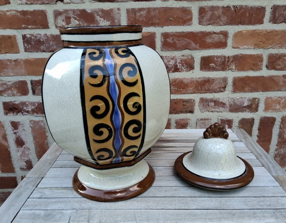 Antique Art Deco potiche or lidded vase by Auguste Mouzin & Cie from Wasmuel, 1920s – Ceramic (photo 8 of 11)