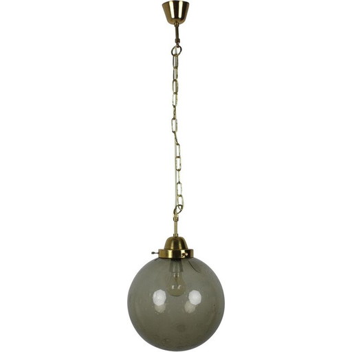 Vintage metalen en glazen hanglamp van Kamenický Šenov, Tsjecho-Slowakije 1970
