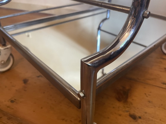 Image 1 of 1950s Serving Cart Chrome Side Table Minibar French