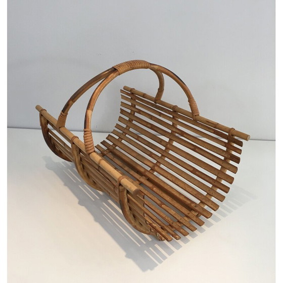 Image 1 of Vintage rattan firewood holder, 1970