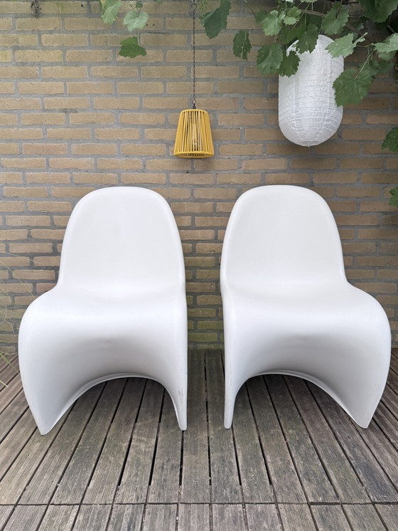Image 1 of Set aus 2 originalen Vitra Panton Stühlen – Weiß (Matt)