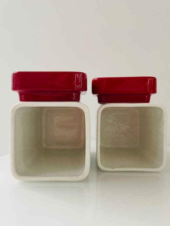 Image 1 of Ensemble de 2 bocaux de rangement vintage de design italien