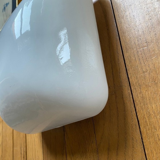 Image 1 of White opaline glass ceiling light, square wall sconce, 1960s-1970s, vintage light fixture, 20 cm