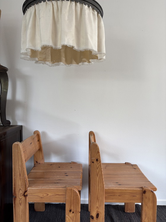 Image 1 of   Vintage Ate van Apeldoorn set pine wood stoelen brutalist