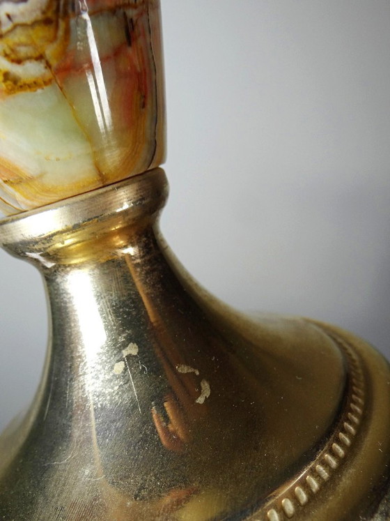 Image 1 of Grote decoratieve cassolette van onyx en verguld metaal, Italië, jaren 60-70.