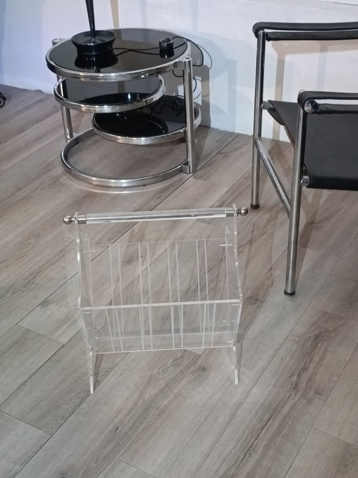 Porte revues vintage plexiglas France 1980s